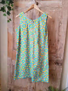 Vintage 1960s dress mini tunic cotton floral uk10