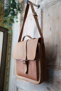 Vintage Real Brown Large Leather Messenger Laptop Satchel Shoulder Bag