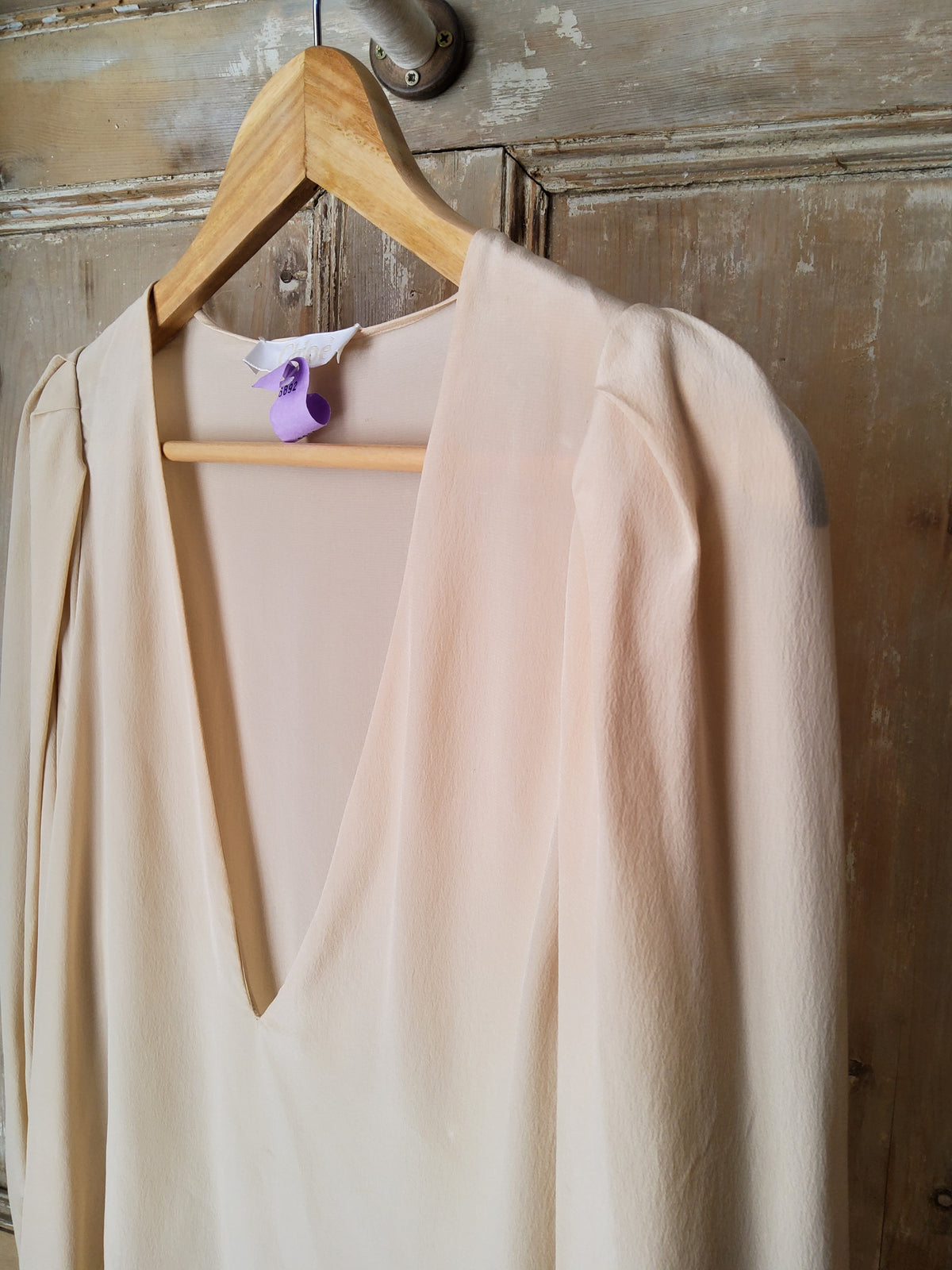 Designer Chloe Silk Blouse Cream V neck UK12
