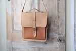 Load image into Gallery viewer, Vintage Real Brown Large Leather Messenger Laptop Satchel Shoulder Bag
