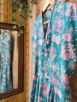 Load image into Gallery viewer, Vintage 1970s does 1950s floral fit and flare dress.
