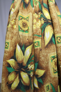 Handmade Vintage Fabric Skirt Tiki Yellow Sz 12 W30
