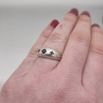 Load image into Gallery viewer, Vintage 1960s garnet triple stone silver band ring
