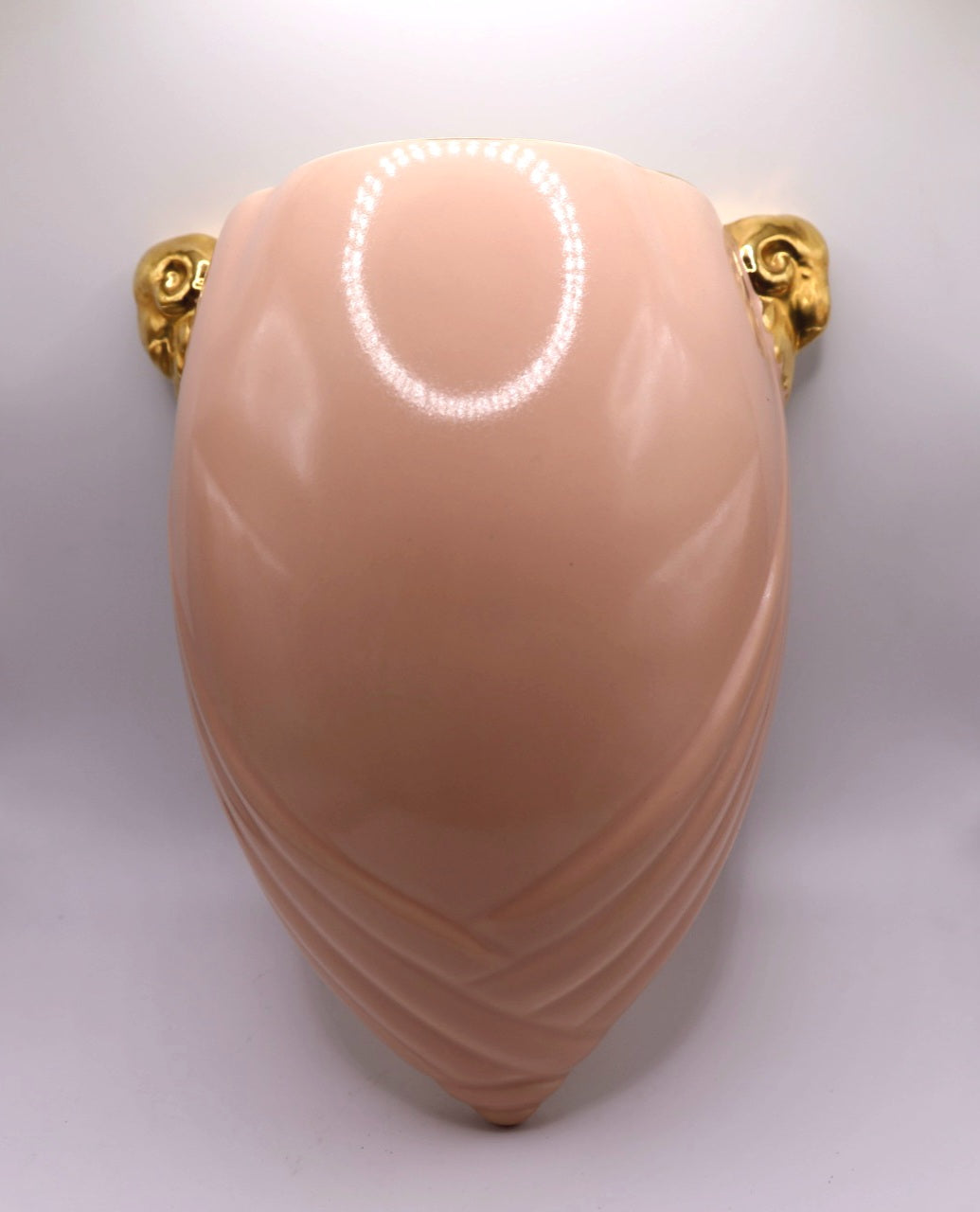 Vintage  1930s Crown Devon Art deco pale pink large Wall Sconce