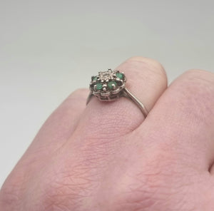 Vintage 1960s cluster diamond silver ring