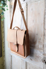 Load image into Gallery viewer, Vintage Real Brown Large Leather Messenger Laptop Satchel Shoulder Bag
