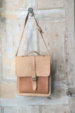 Load image into Gallery viewer, Vintage Real Brown Large Leather Messenger Laptop Satchel Shoulder Bag
