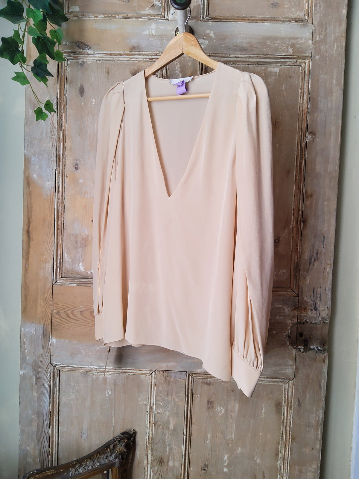 Designer Chloe Silk Blouse Cream V neck UK12