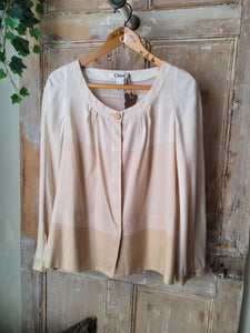 Designer Chloe Silk Blouse Ombre Cream V neck UK12