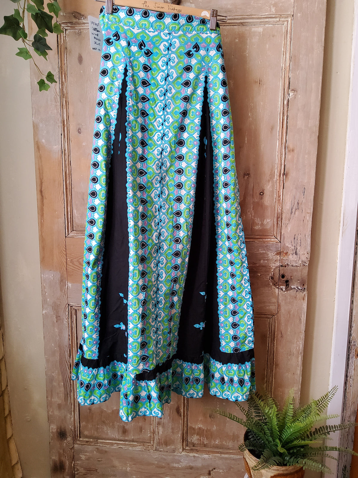 Vintage 1970s original cotton novelty maxi skirt.