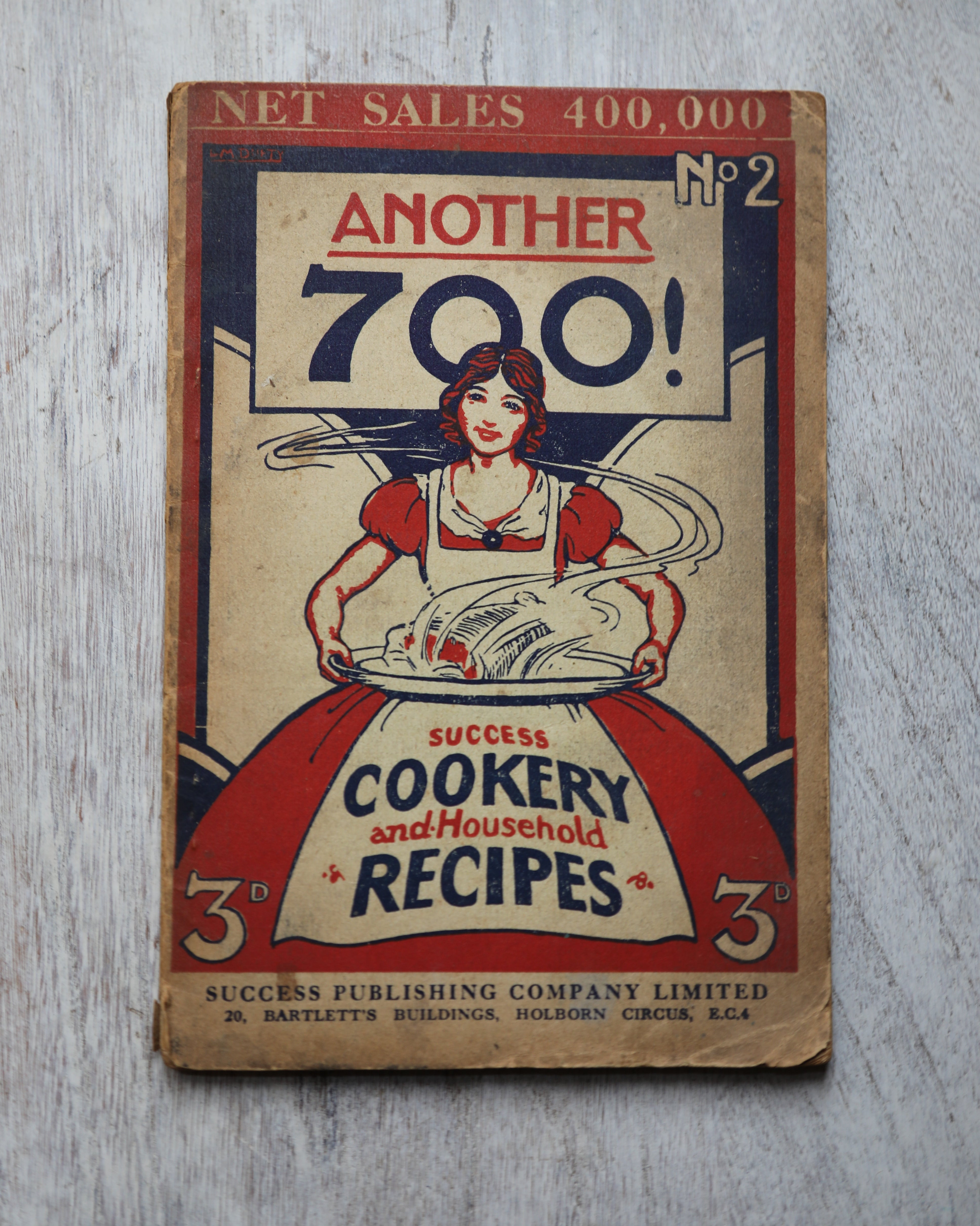 Vintage cook book early 20th century cooking kitchenalia prop display