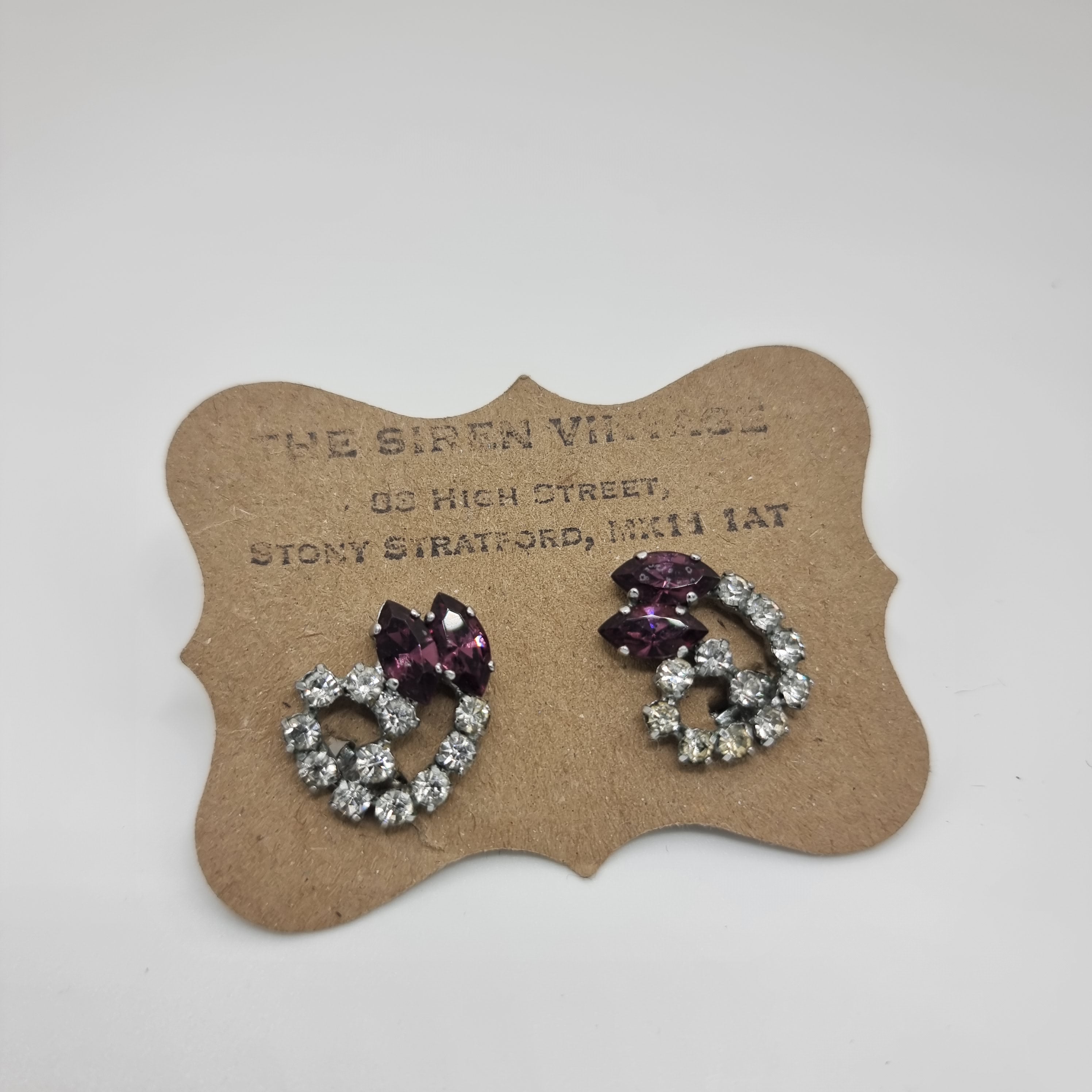 Vintage 1950s Rhinestone clip ons earrings