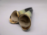 Load image into Gallery viewer, Vintage Carstens Tonnieshof Green Ombre Gilded Wall Pocket Vase West Germany
