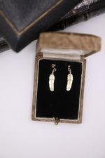 Load image into Gallery viewer, Vintage 14k gold feather drop statement earrings
