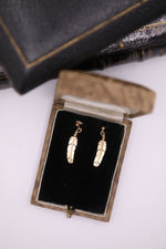 Load image into Gallery viewer, Vintage 14k gold feather drop statement earrings
