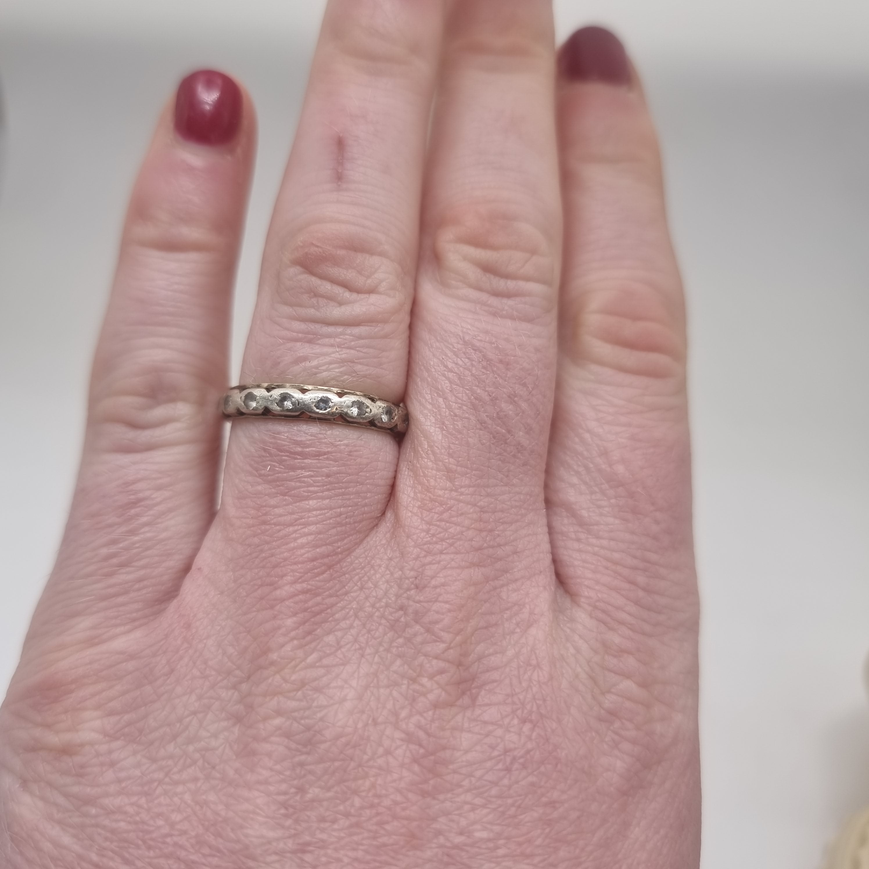 Vintage 9ct gold Diamond and silver eternity ring