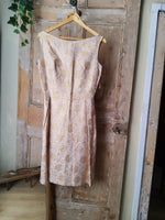 Load image into Gallery viewer, Vintage 1950s evening dress prom gold brocade Dress
