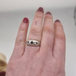 Load image into Gallery viewer, Vintage 1960s garnet triple stone silver band ring
