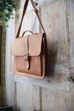 Load image into Gallery viewer, Vintage Real Brown Large Leather Messenger Laptop Satchel Shoulder Bag
