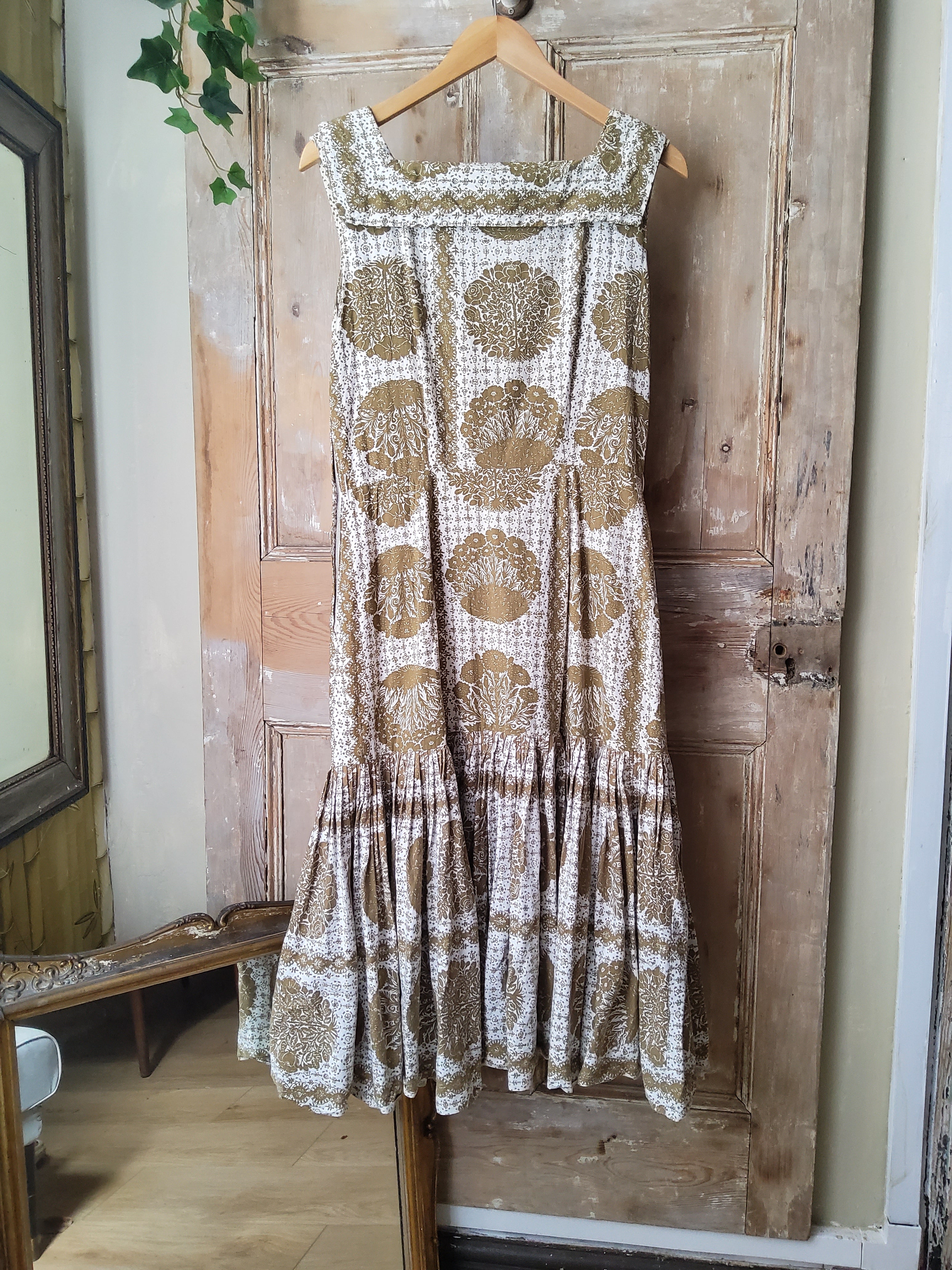 Vintage 1950s dress screen print original cotton uk12