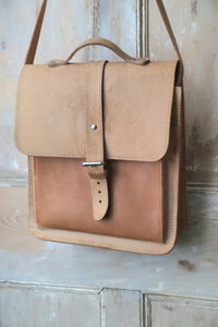 Vintage Real Brown Large Leather Messenger Laptop Satchel Shoulder Bag