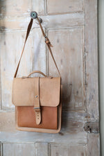 Load image into Gallery viewer, Vintage Real Brown Large Leather Messenger Laptop Satchel Shoulder Bag
