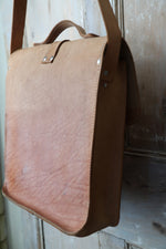 Load image into Gallery viewer, Vintage Real Brown Large Leather Messenger Laptop Satchel Shoulder Bag
