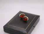 Load image into Gallery viewer, Vintage 1970s large silver and amber earrings stud backs
