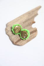 Load image into Gallery viewer, Vintage 1950s floral green bold clip on earrings
