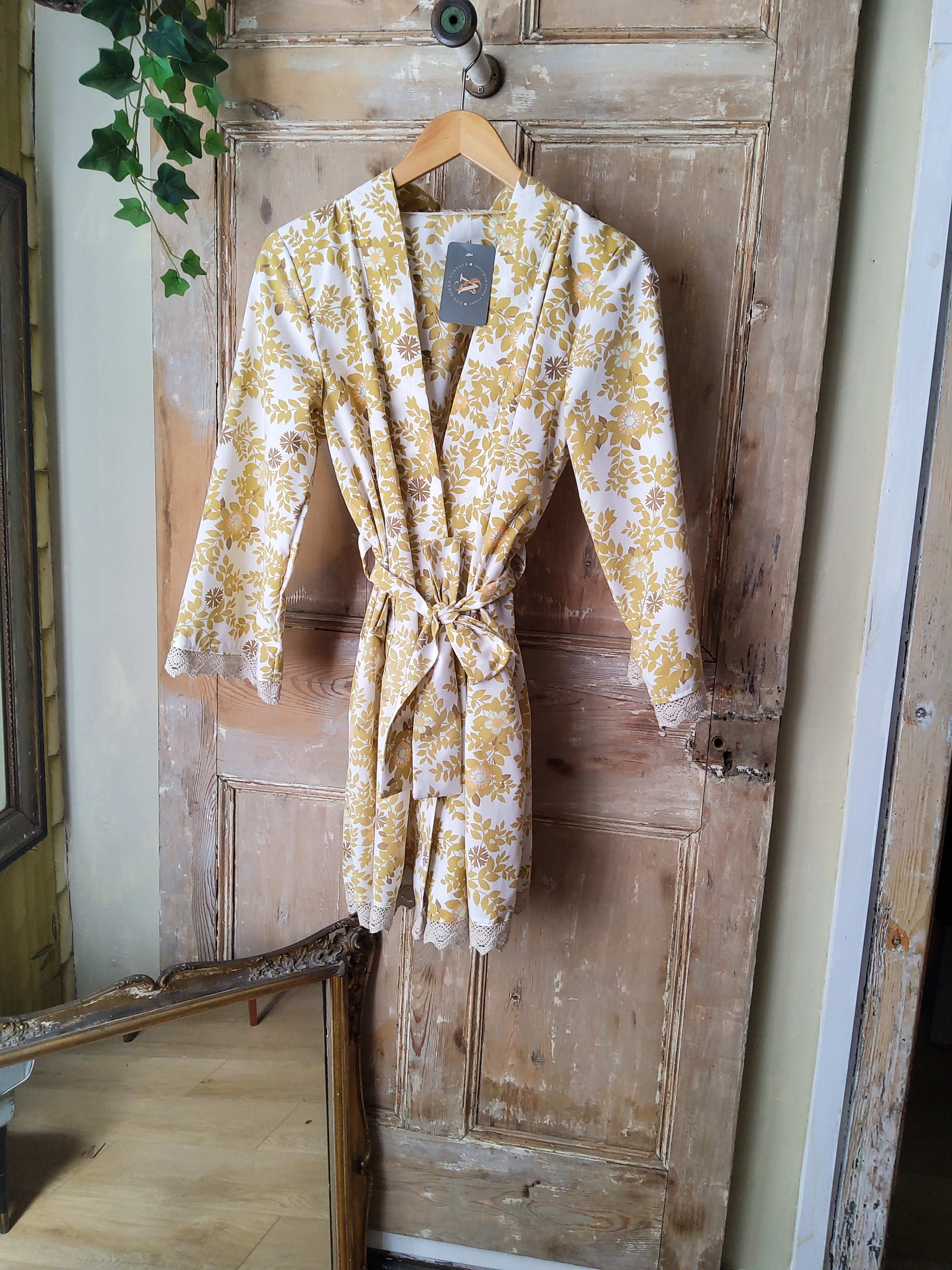 Vintage 1970s cotton kimono robe uk8-12